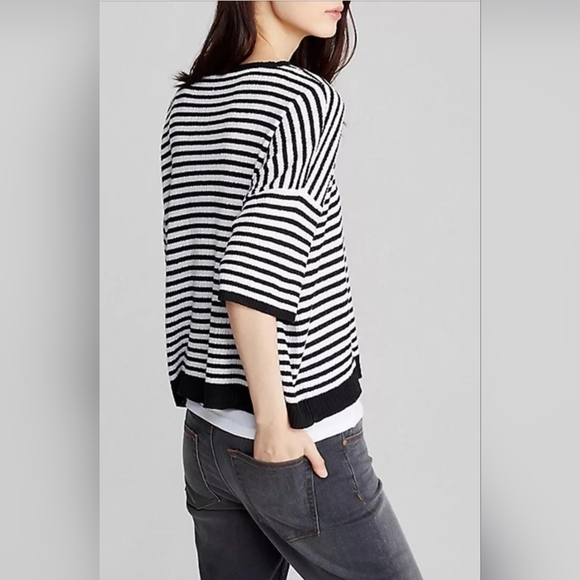 Eileen Fisher Organic Linen Dropped Shoulder Striped Boxy Top Size XS - EUC - Picture 2 of 14